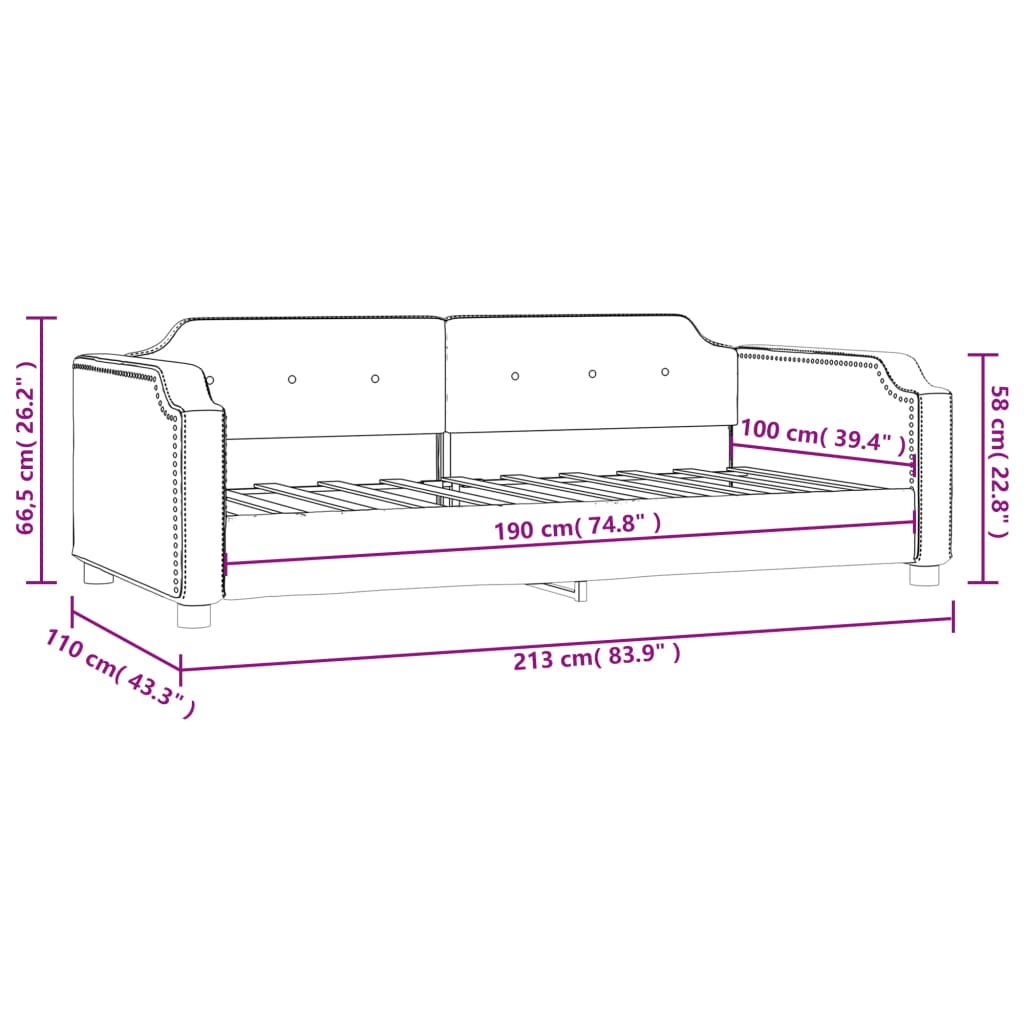 Day Bed without Mattress Light Gray 39.4"x74.8" Fabric