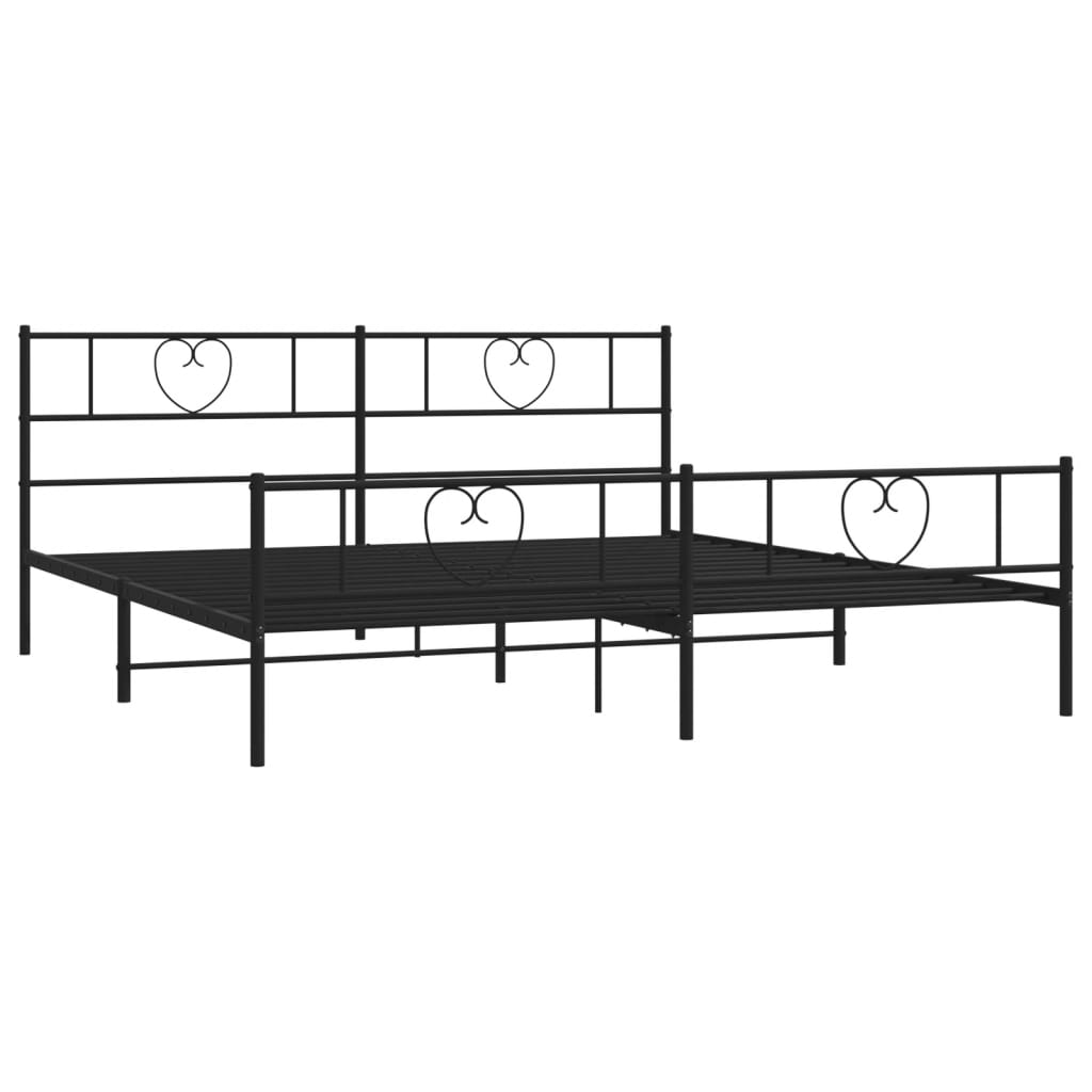 Metal Bed Frame without Mattress with Footboard Black 72"x83.9"