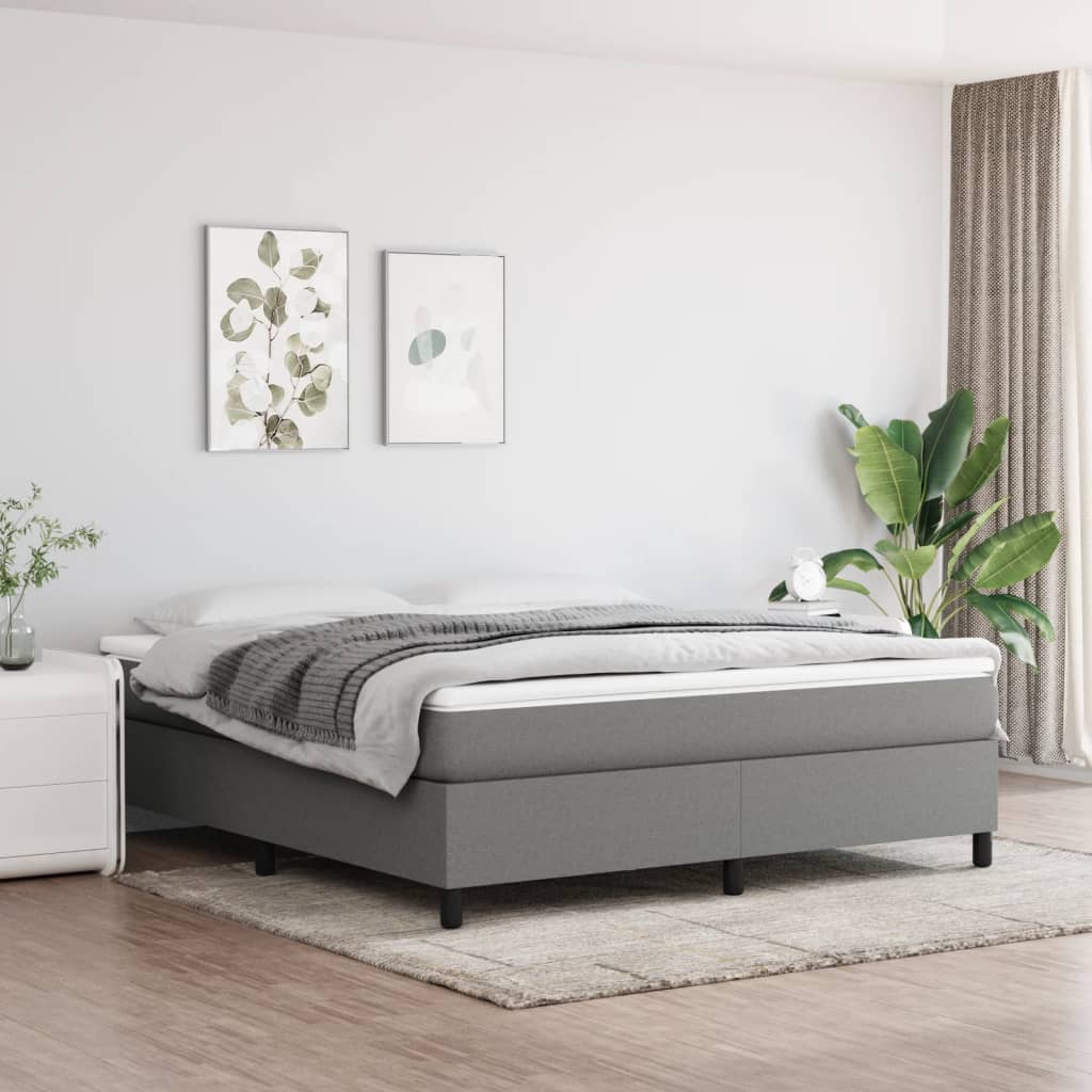 Bed Frame without Mattress Dark Gray California King Fabric (US Only)