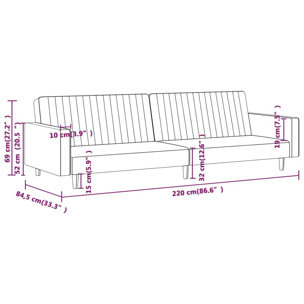 2-Seater Sofa Bed Dark Gray Velvet