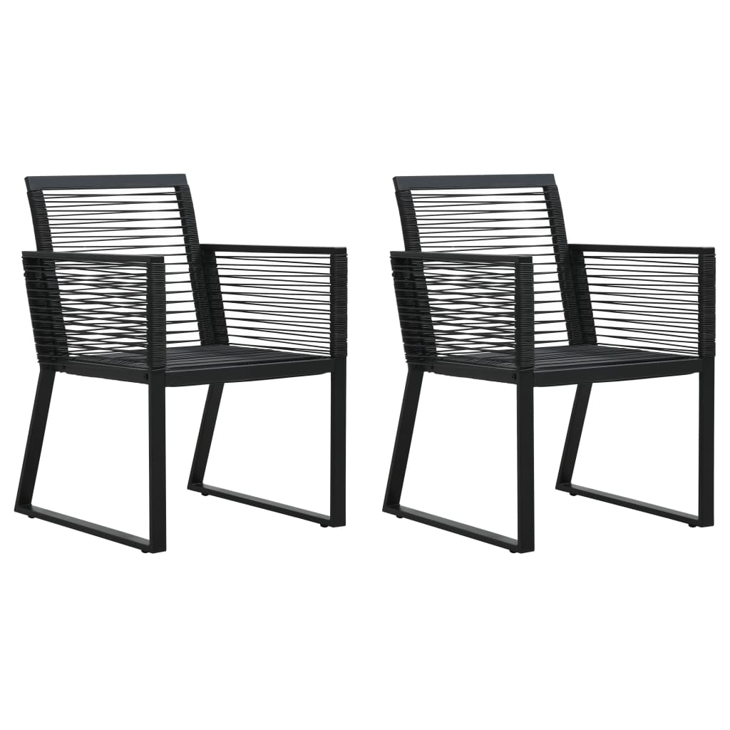 3 Piece Patio Dining Set PVC Rattan Black