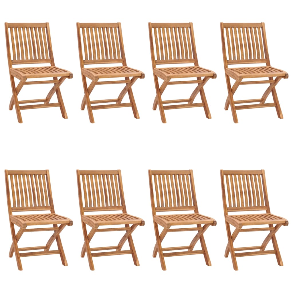 Folding Patio Chairs with Cushions 8 pcs Solid Teak Wood