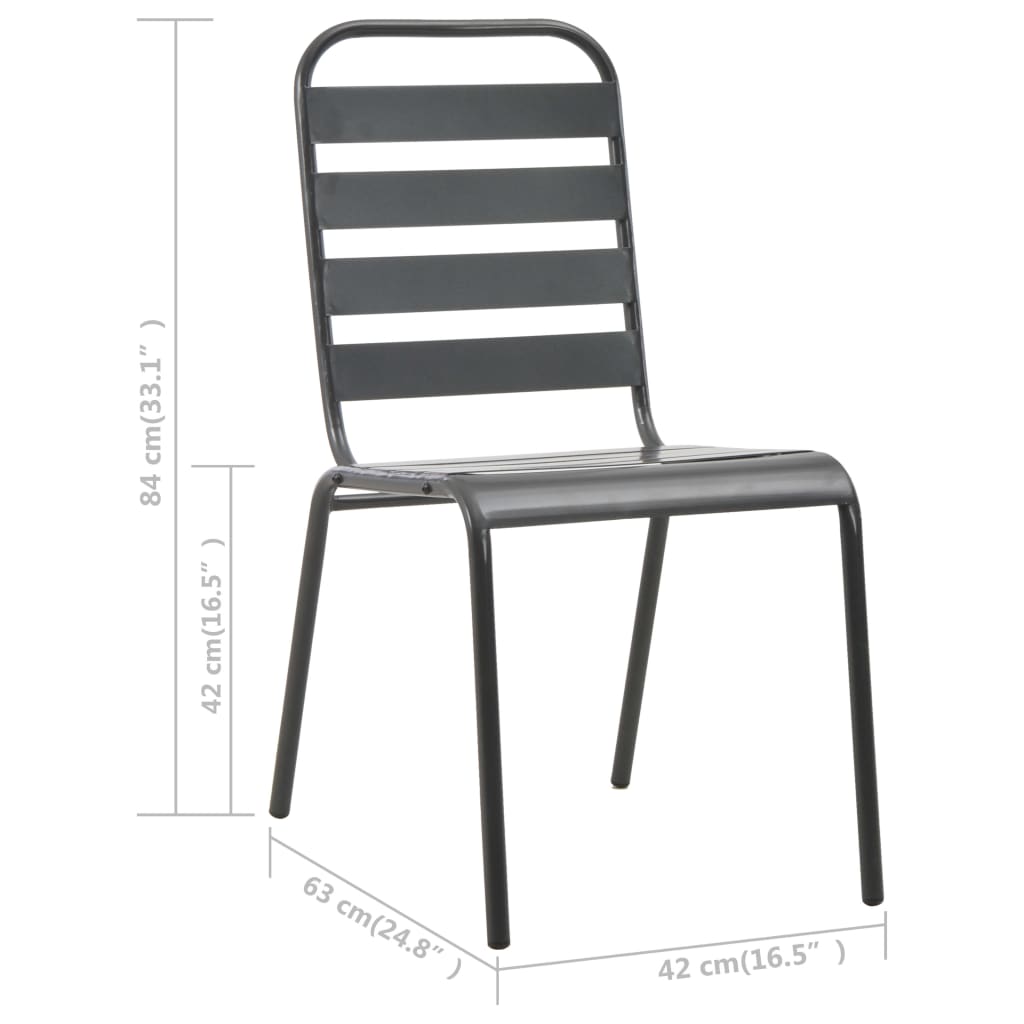 Stackable Patio Chairs 2 pcs Steel Gray