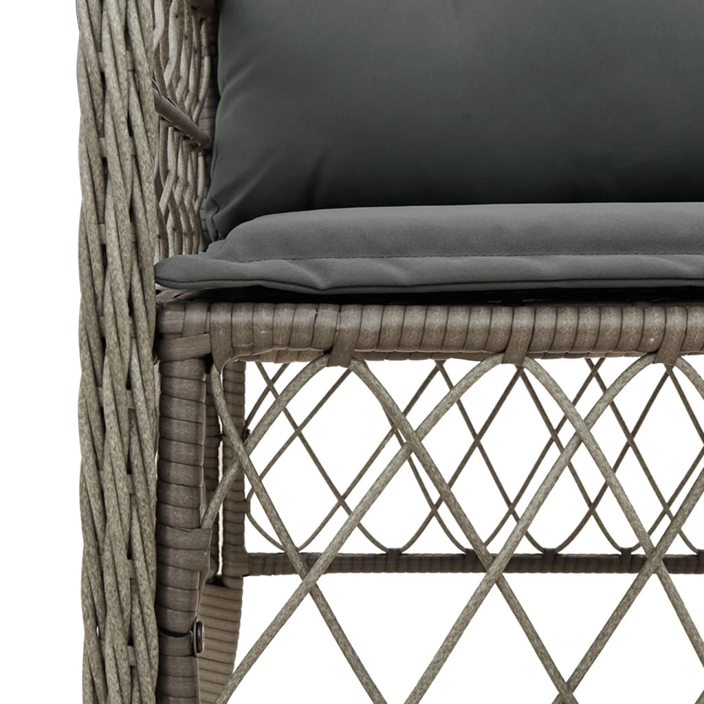 Patio Chairs with Cushions 2 pcs Gray Poly Rattan