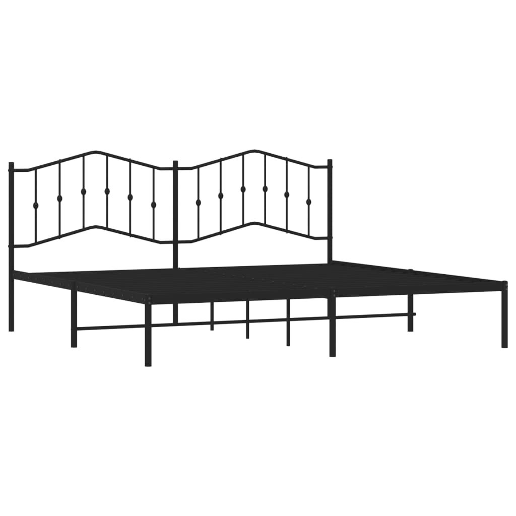 Metal Bed Frame without Mattress with Headboard Black 76"x79.9"