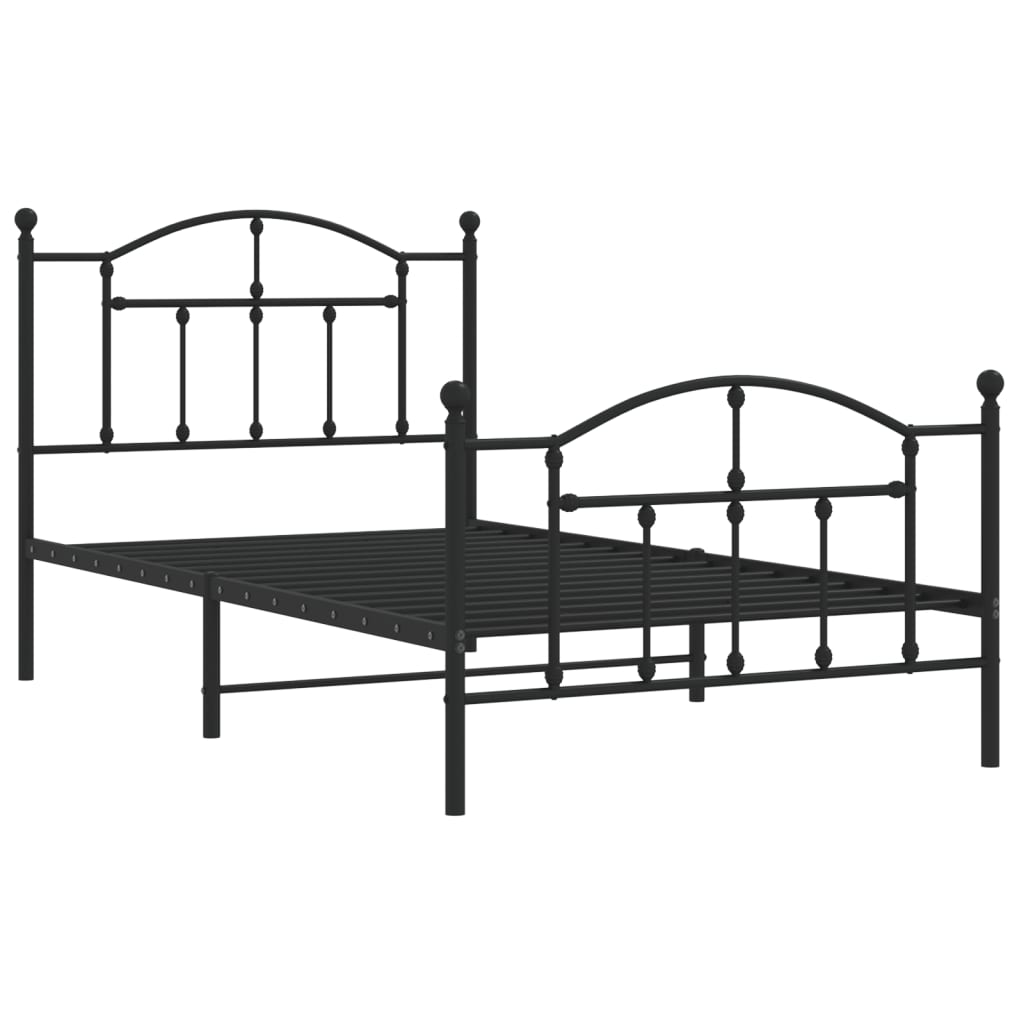 Metal Bed Frame without Mattress with Footboard Black 39.4"x74.8"