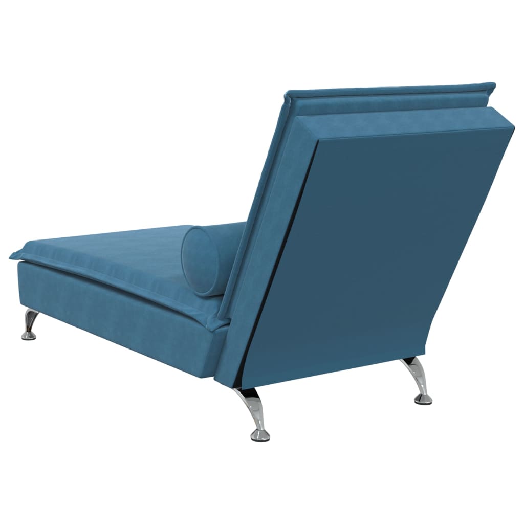 Massage Chaise Lounge with Bolster Blue Velvet