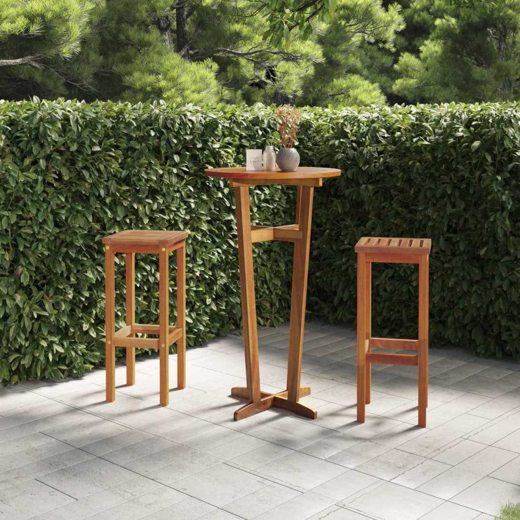 3 Piece Patio Bar Set Solid Wood Acacia