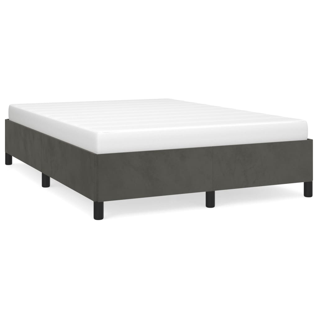 Bed Frame without Mattress Dark Gray 59.8"x79.9" Queen Velvet