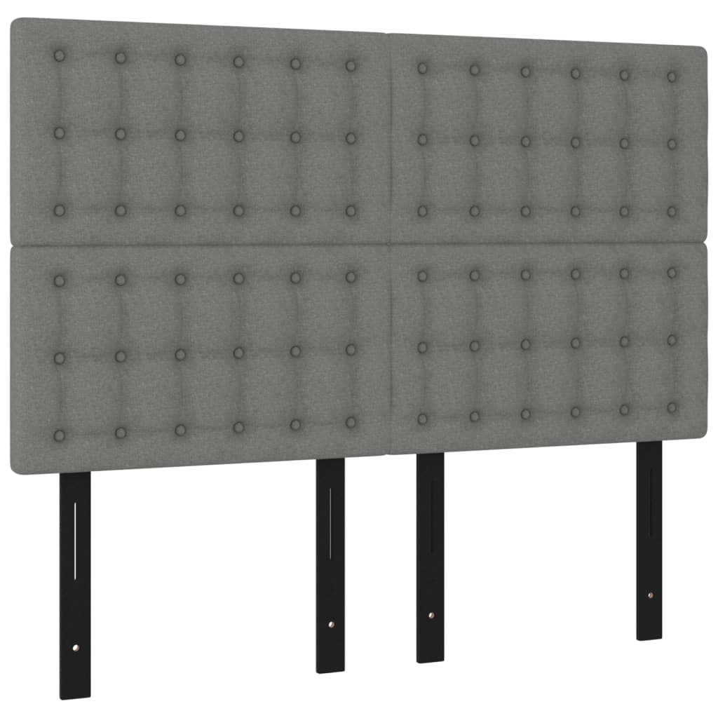 Headboards 4 pcs Dark Gray 28.3"x2"x30.7"/34.6" Fabric