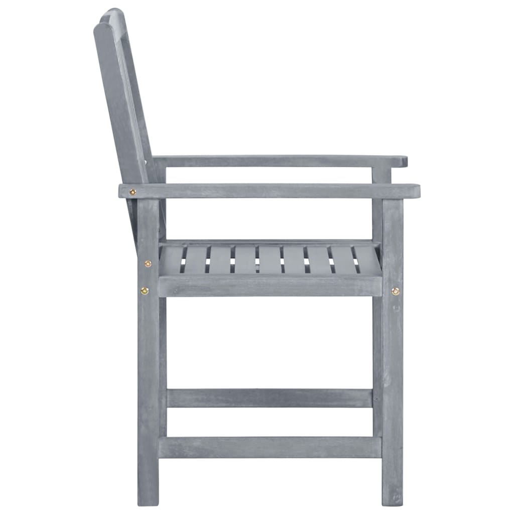 Patio Chairs with Cushions 2 pcs Gray Solid Acacia Wood