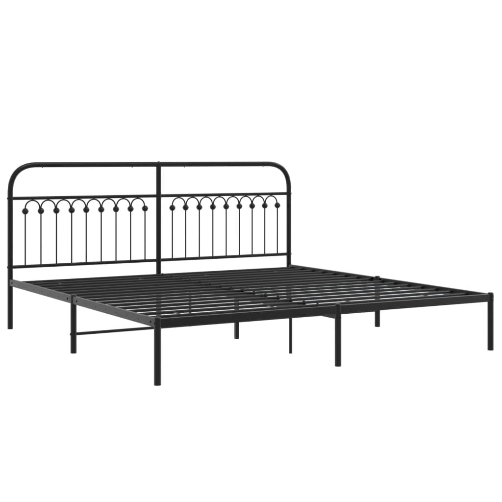 Metal Bed Frame without Mattress with Headboard Black 76"x79.9"