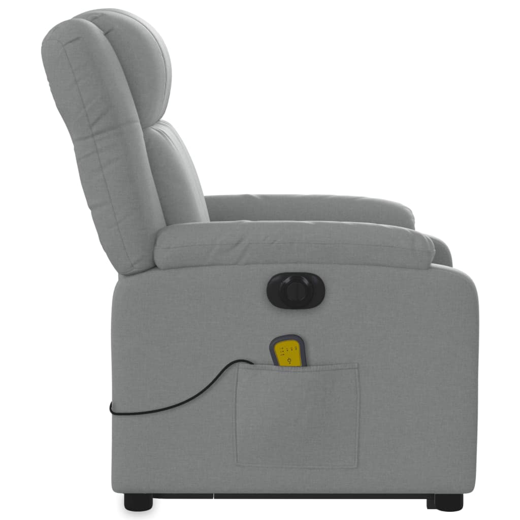 Electric Stand up Massage Recliner Chair Light Gray Fabric