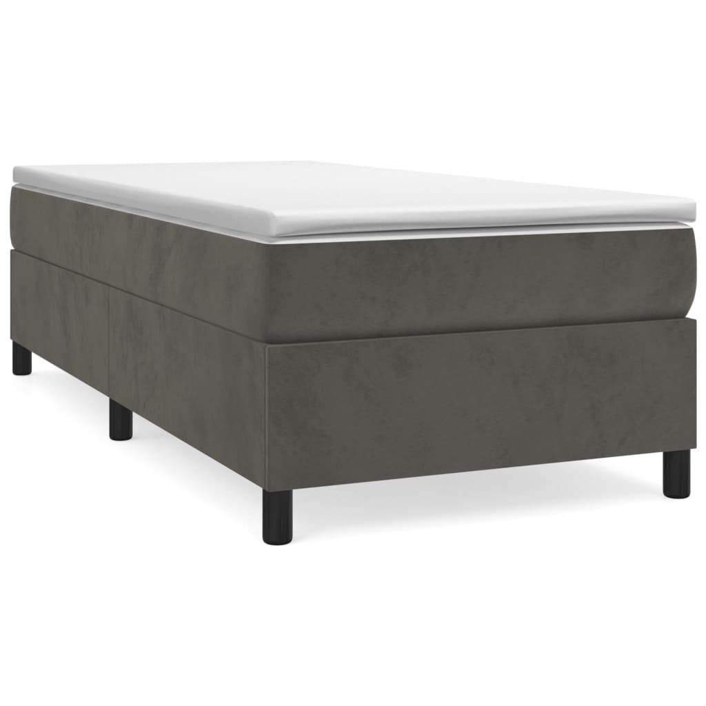 Box Spring Bed with Mattress Dark Gray 39.4"x79.9" Twin XL Velvet