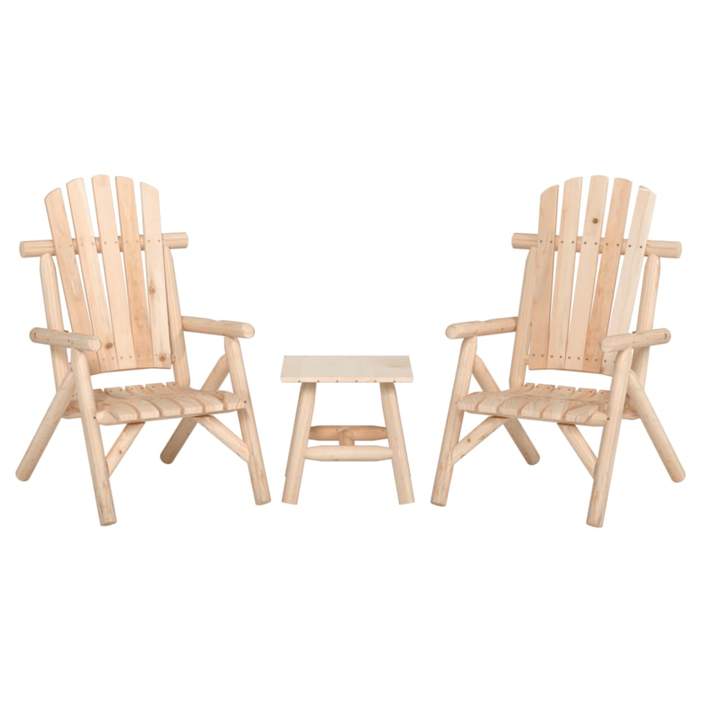 3 Piece Patio Lounge Set Solid Wood Spruce