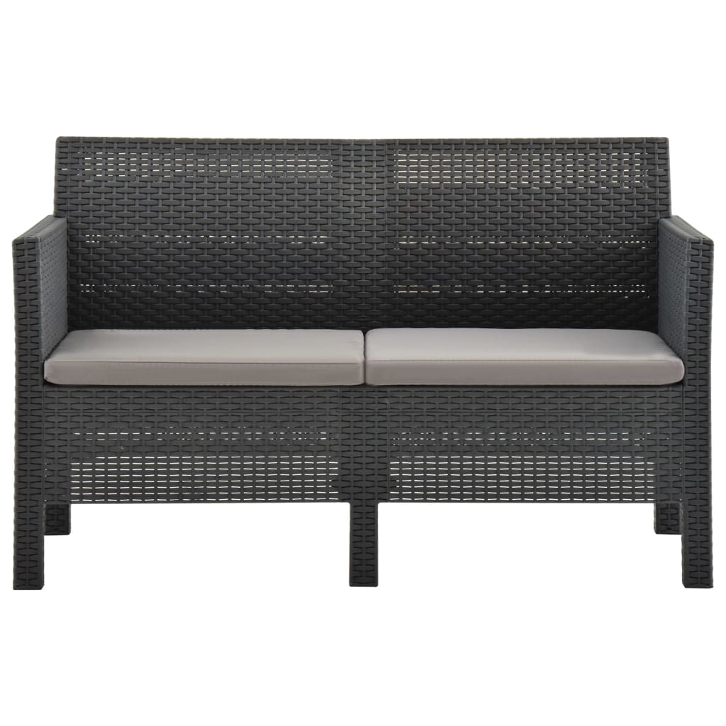 2 Piece Patio Lounge Set with Cushions PP Rattan Anthracite