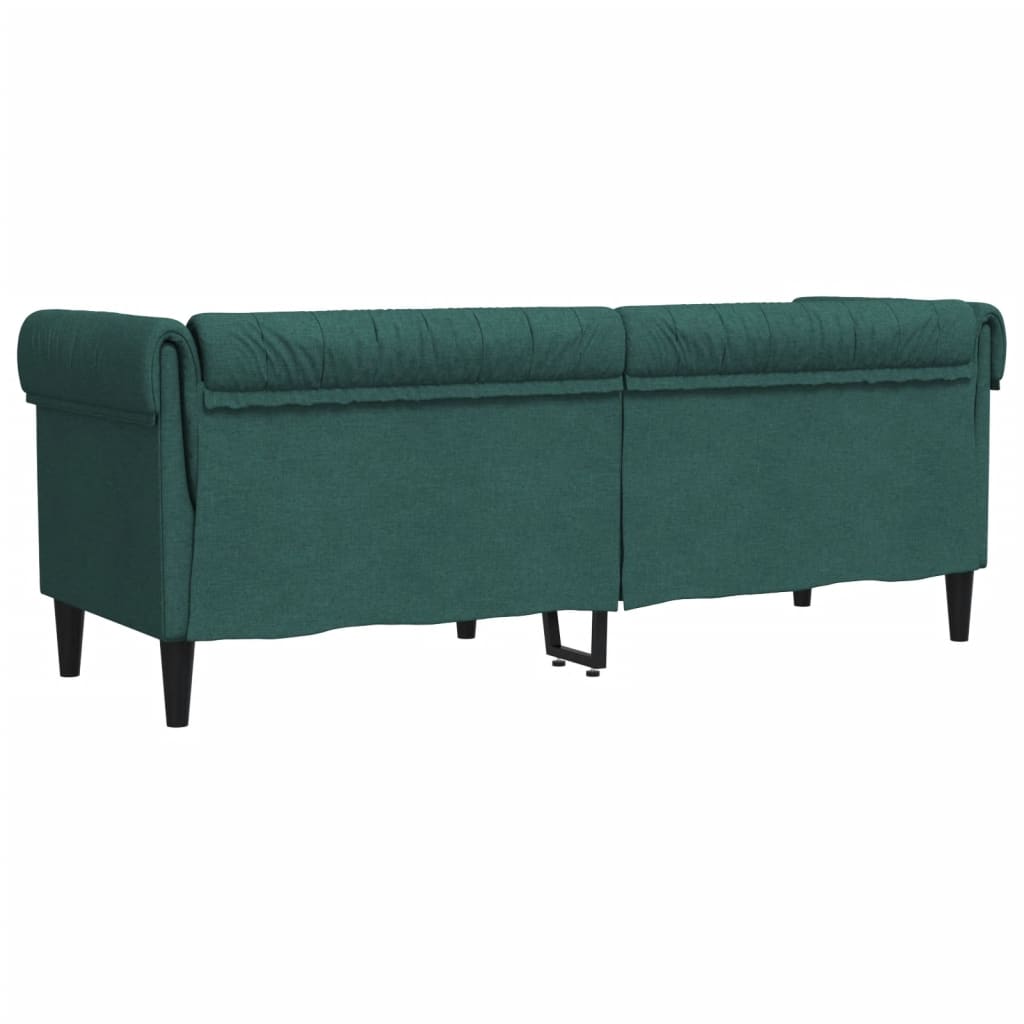 Chesterfield Sofa 3-Seater Dark Green Fabric