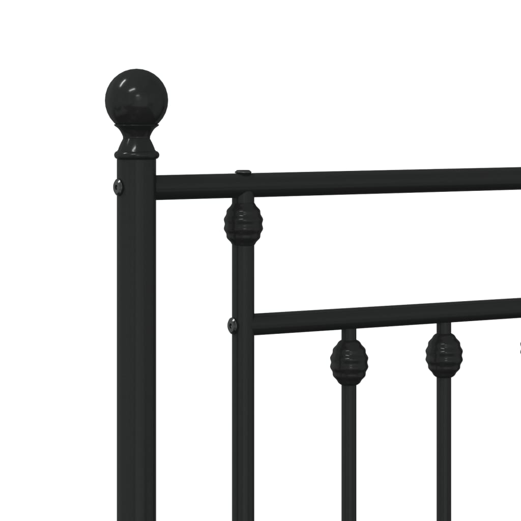 Metal Bed Frame without Mattress with Footboard Black 72"x83.9"