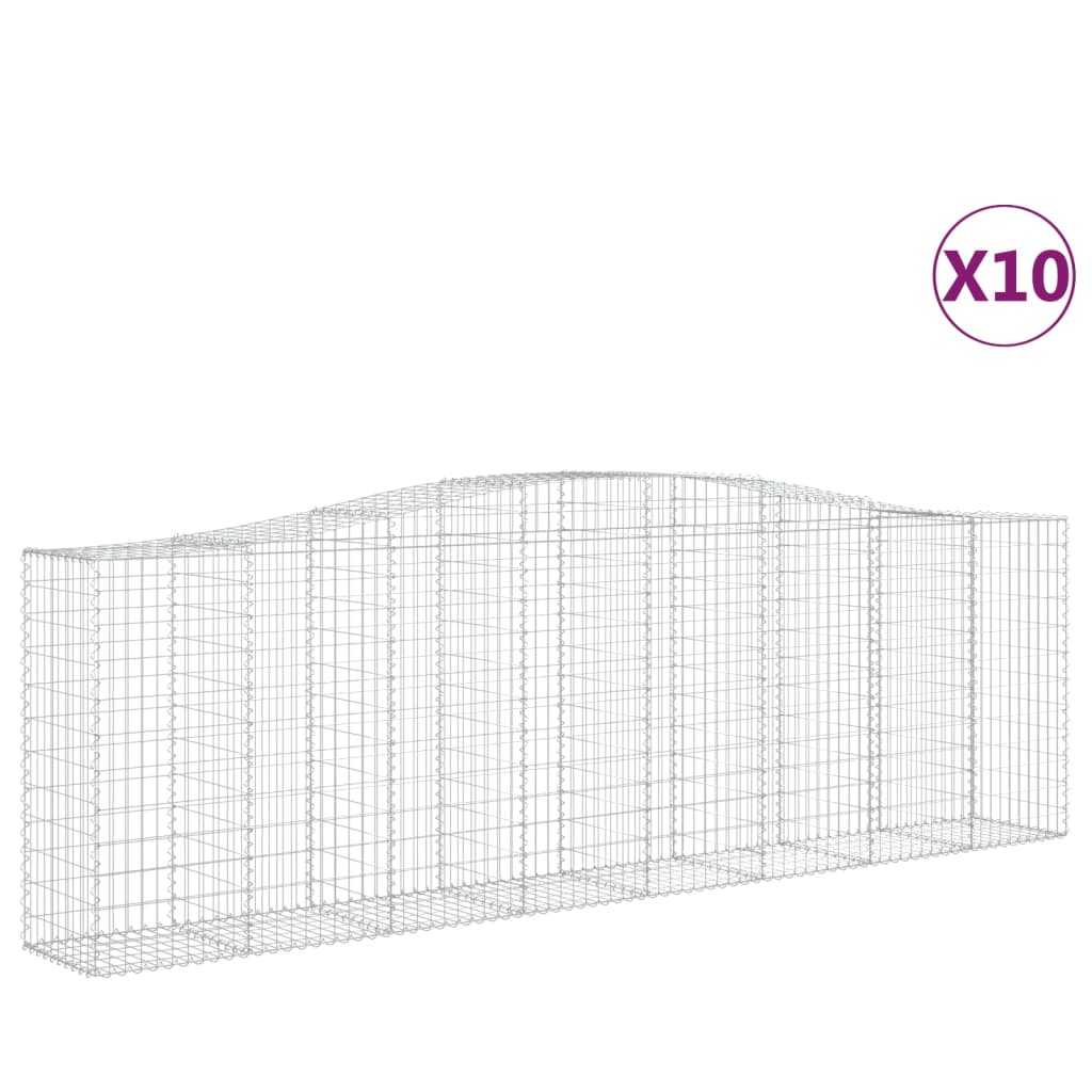 Arched Gabion Baskets 10 pcs 157.5"x19.7"x47.2"/55.1" Galvanized Iron