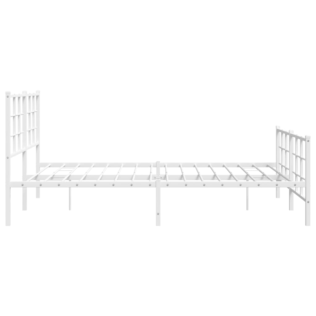 Metal Bed Frame without Mattress with Footboard White 59.1"x78.7"