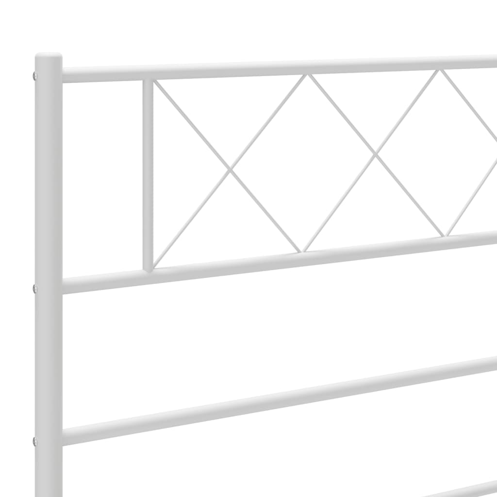 Metal Bed Frame without Mattress with Headboard White 39.4"x74.8"