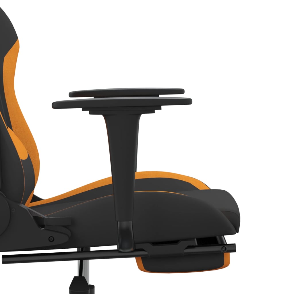 Gaming Chair with Footrest Black and Orange Fabric