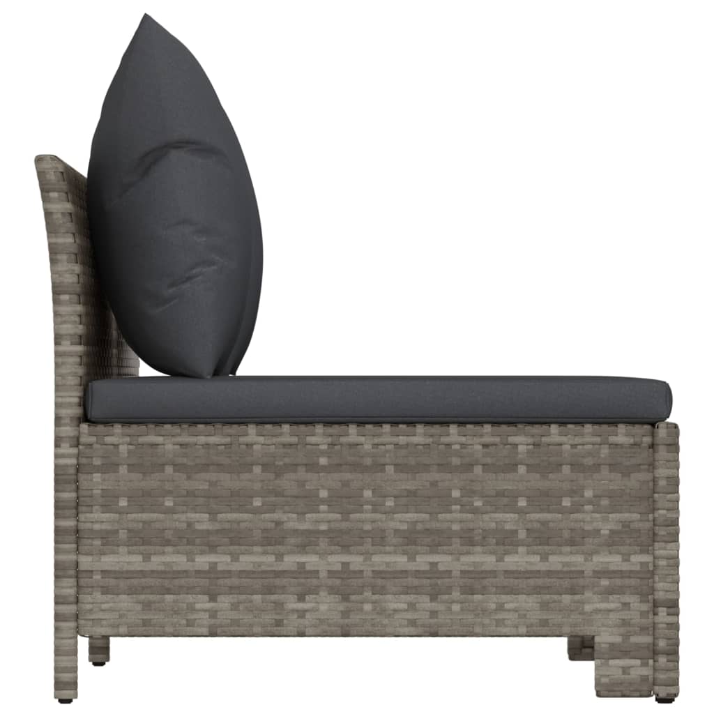 2-Seater Patio Sofa with Cushions Gray Poly Rattan