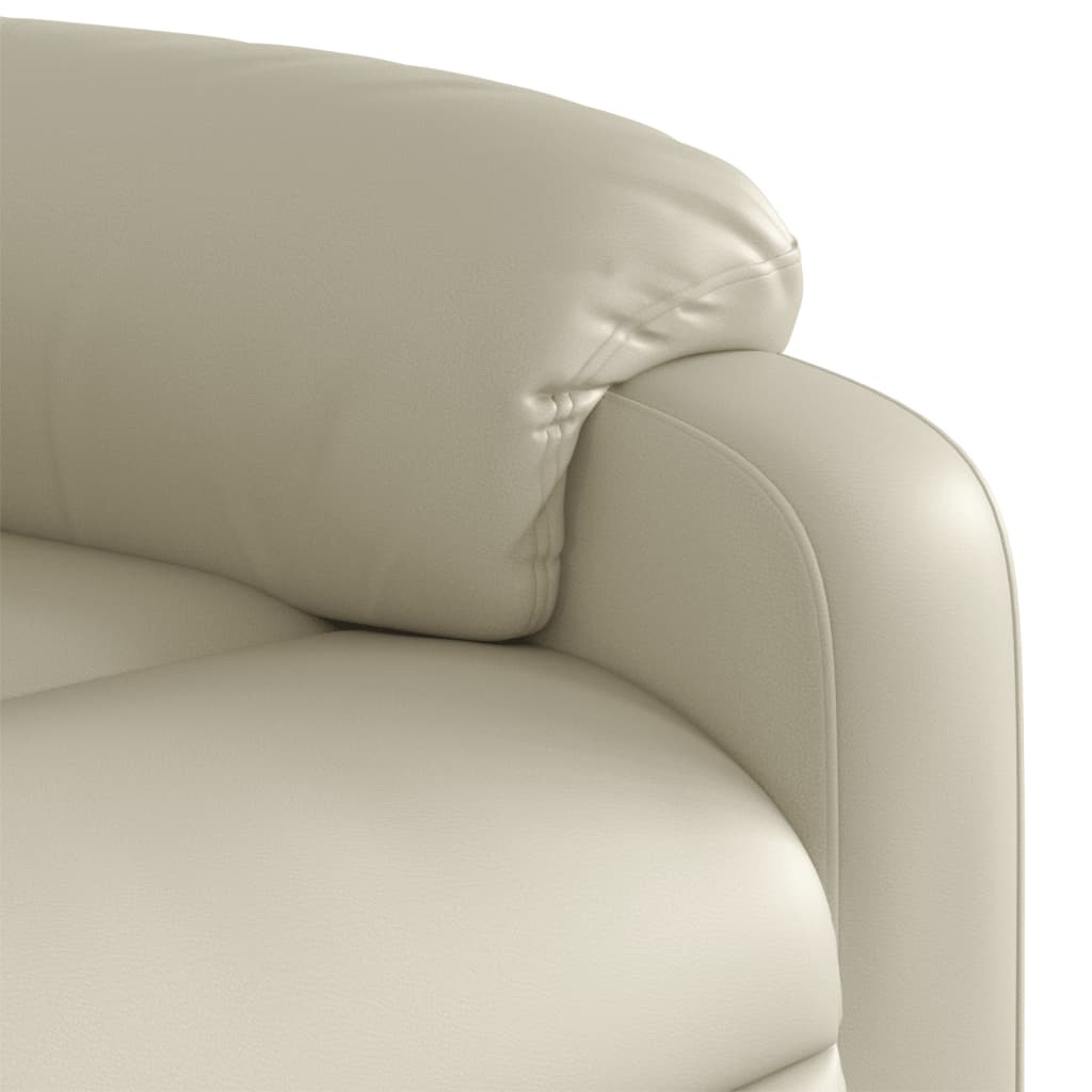 Massage Recliner Chair Cream Faux Leather