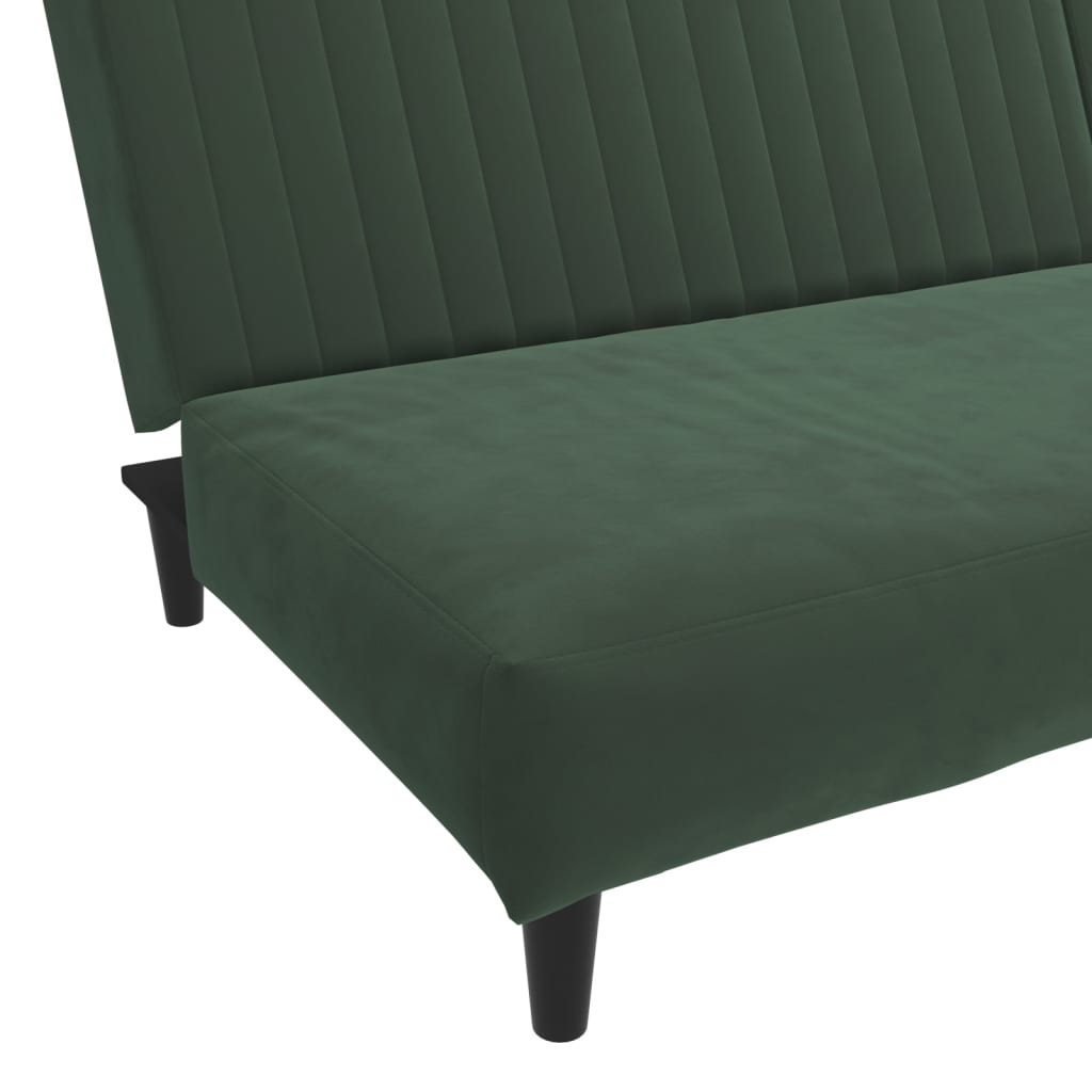 2-Seater Sofa Bed Dark Green Velvet