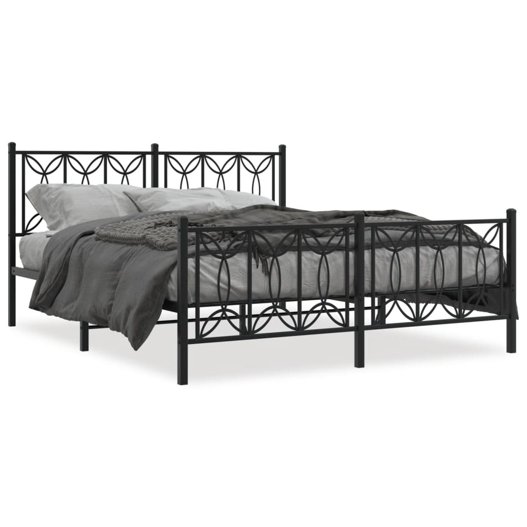 Metal Bed Frame without Mattress with Footboard Black 59.1"x78.7"