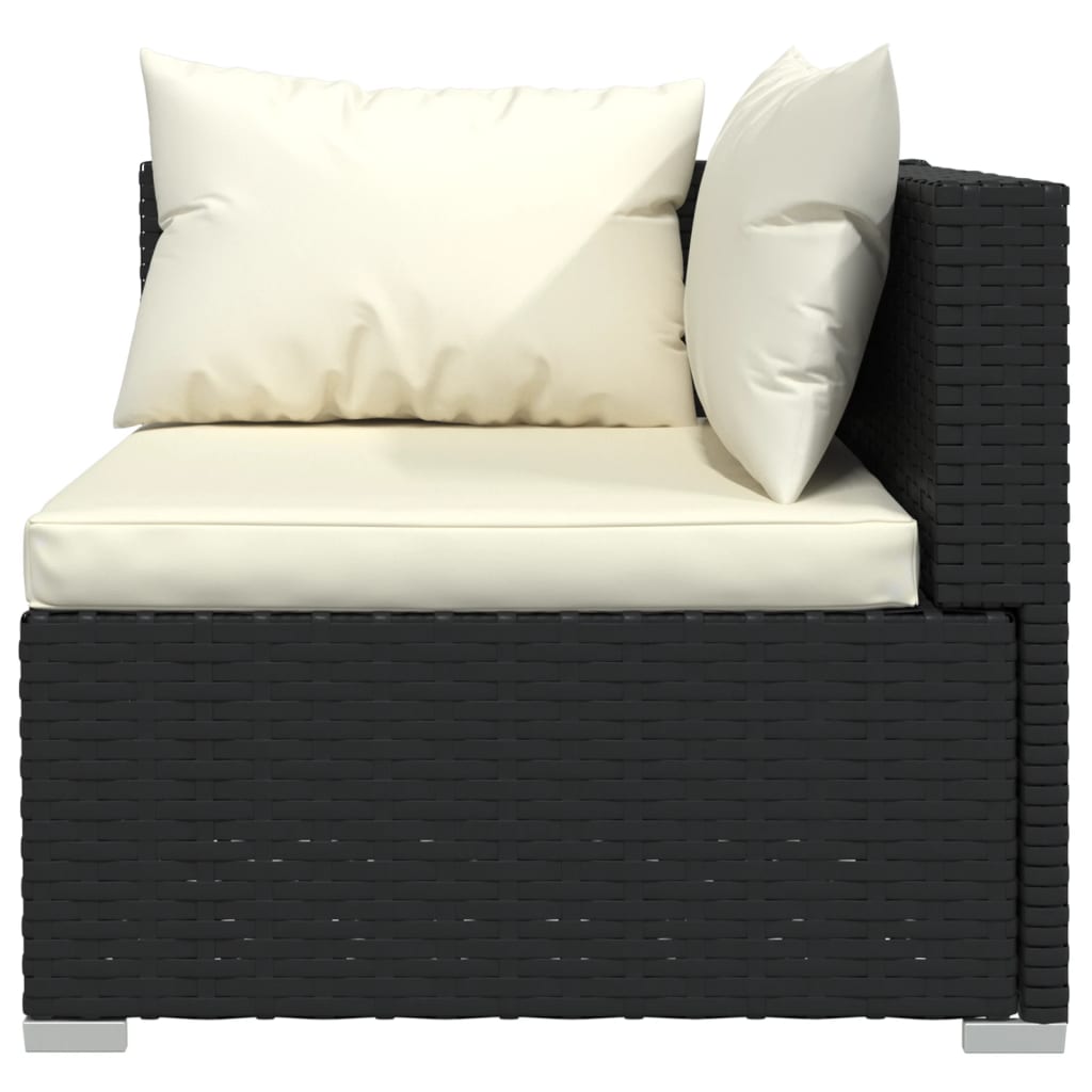 4 Piece Patio Lounge Set with Cushions Poly Rattan Black