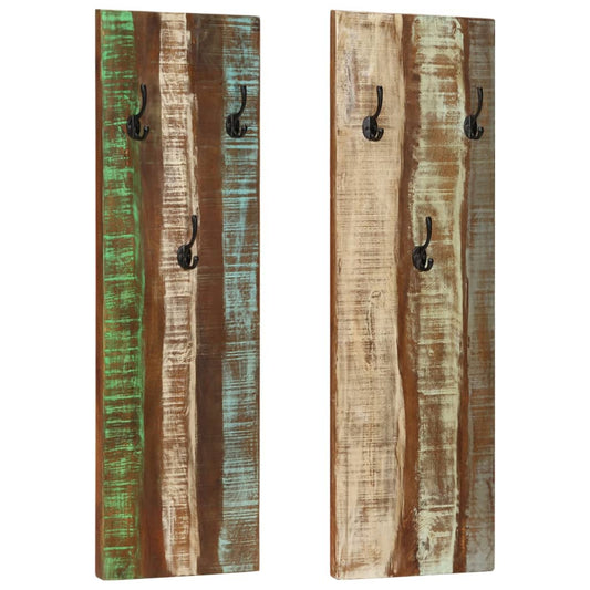 Wall-mounted Coat Racks 2 pcs 14.2"x1.2"x43.3" Solid Reclaimed Wood