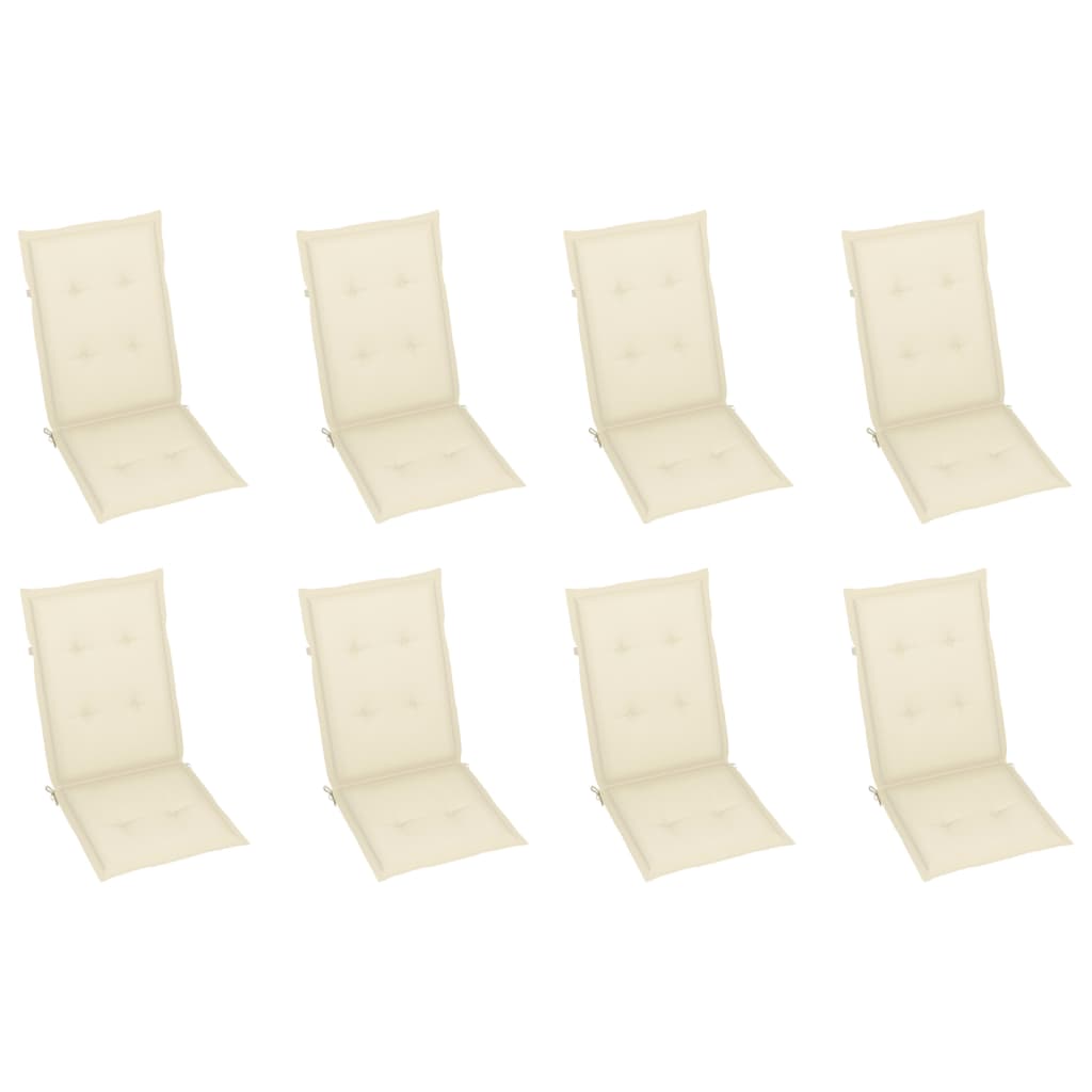 Folding Patio Chairs with Cushions 8 pcs Solid Acacia Wood