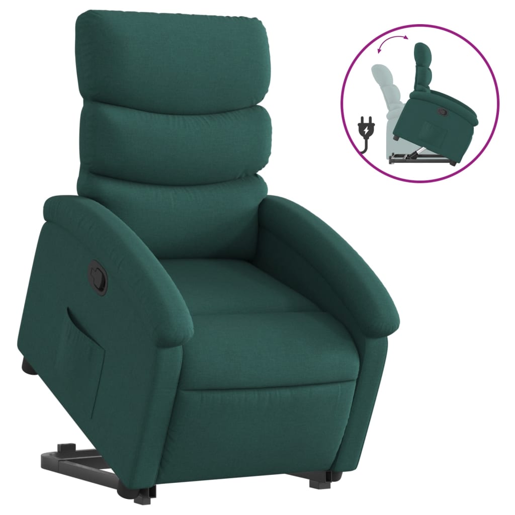 Stand up Recliner Chair Dark Green Fabric