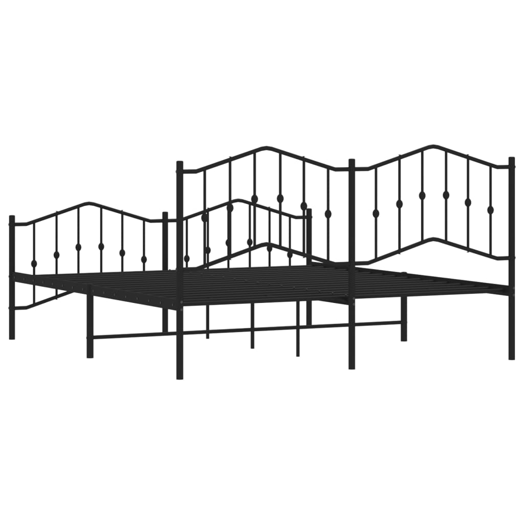 Metal Bed Frame without Mattress with Footboard Black 72"x83.9"