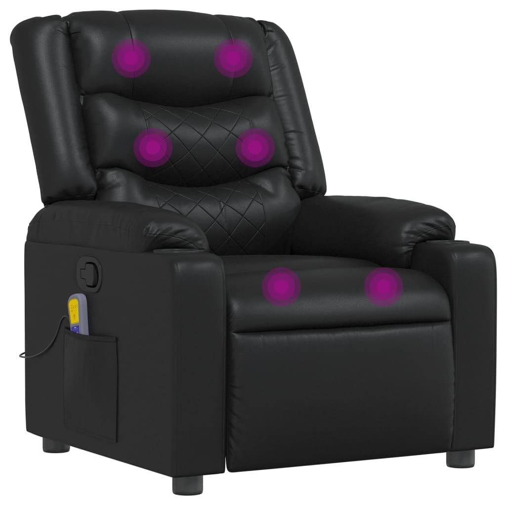 Massage Recliner Chair Black Faux Leather