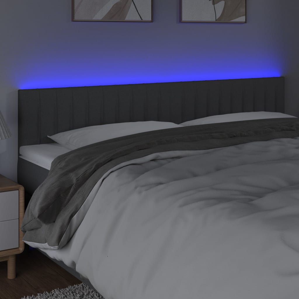 LED Headboard Dark Gray 78.7"x2"x30.7"/34.6" Fabric