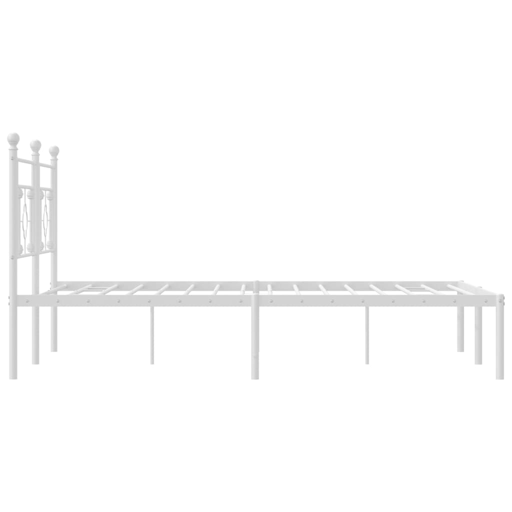 Metal Bed Frame without Mattress with Headboard White 59.1"x78.7"