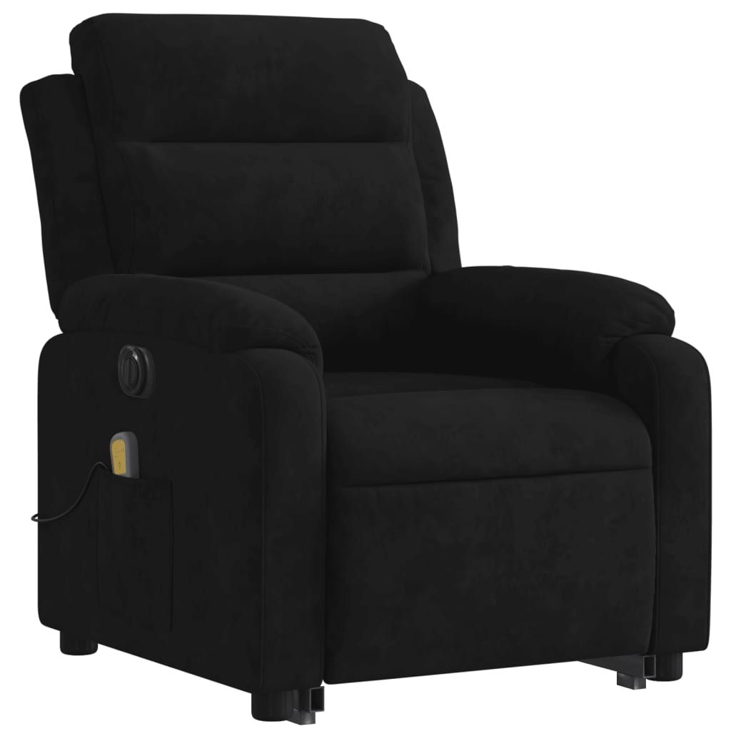 Electric Stand up Massage Recliner Chair Black Velvet