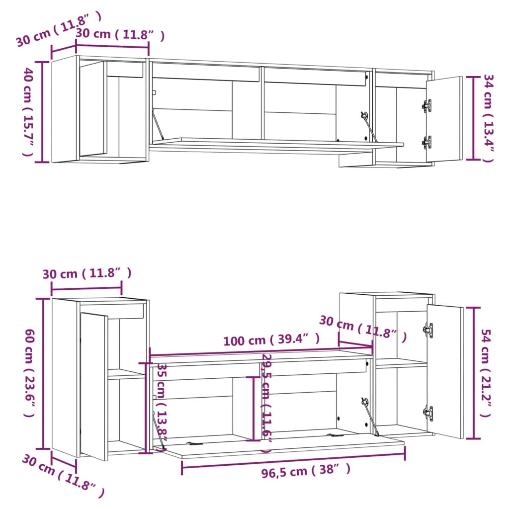 TV Stands 6 pcs Honey Brown Solid Wood Pine