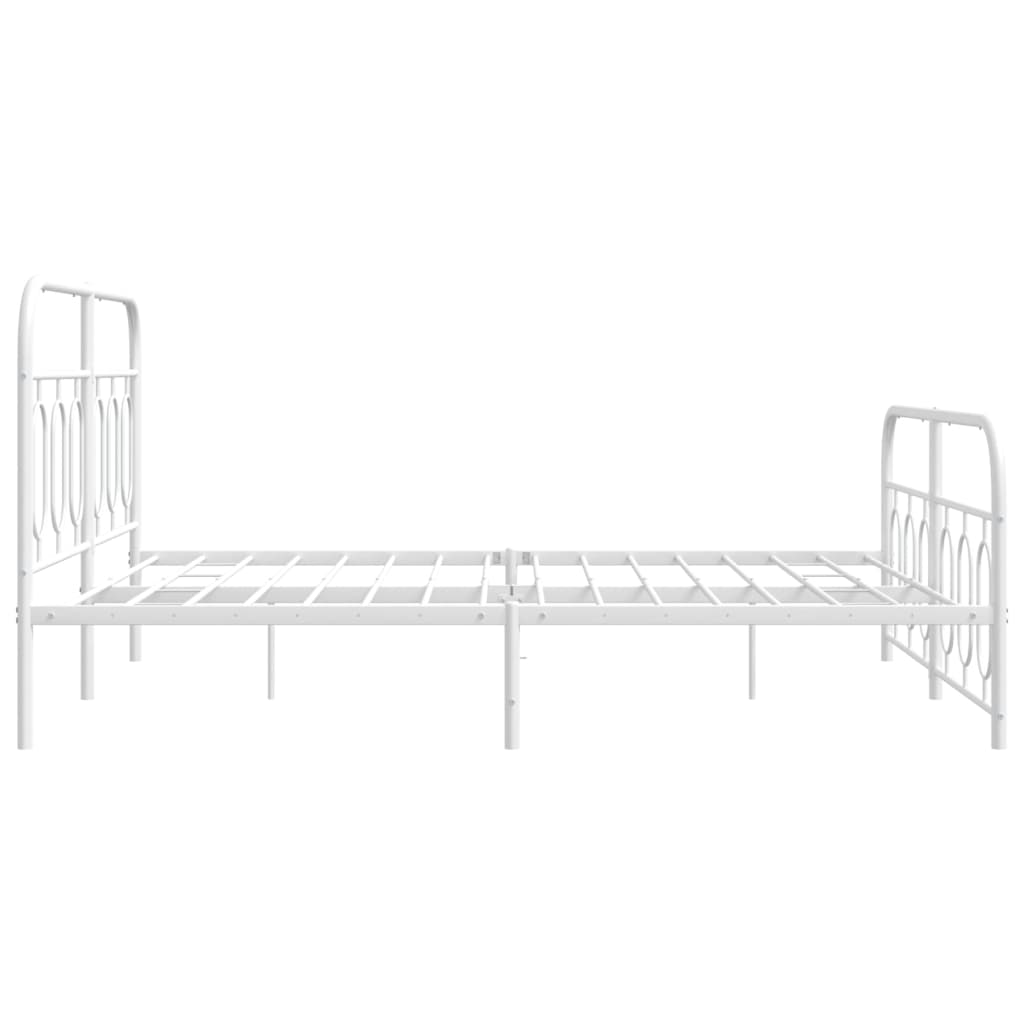 Metal Bed Frame without Mattress with Footboard White 59.1"x78.7"