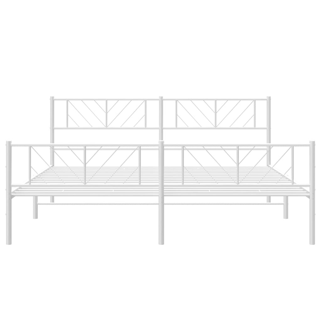 Metal Bed Frame without Mattress with Footboard White 72"x83.9"