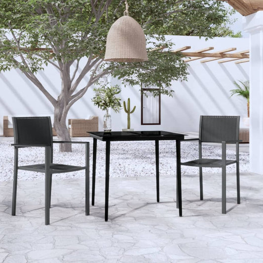 3 Piece Patio Dining Set Black