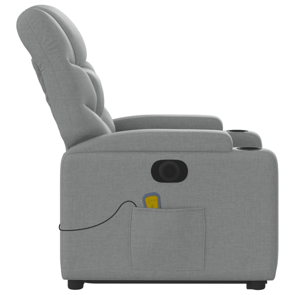 Electric Stand up Massage Recliner Chair Light Gray Fabric