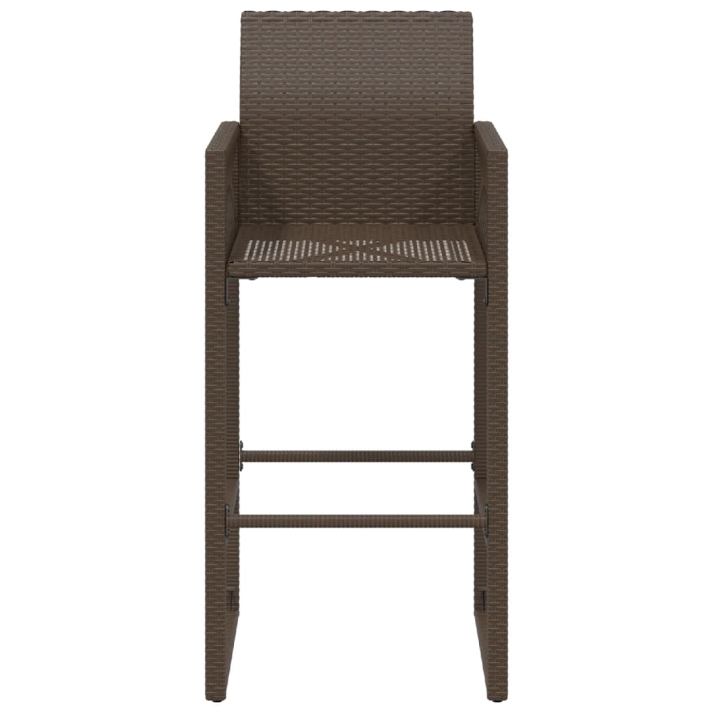 Patio Bar Stools 2 pcs Brown Poly Rattan