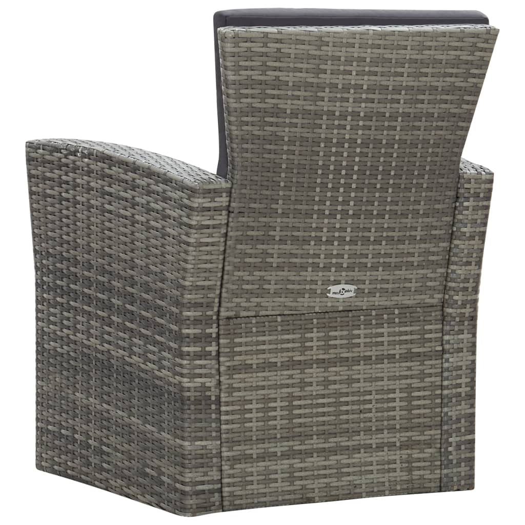 4 Piece Patio Lounge Set with Cushions Poly Rattan Gray