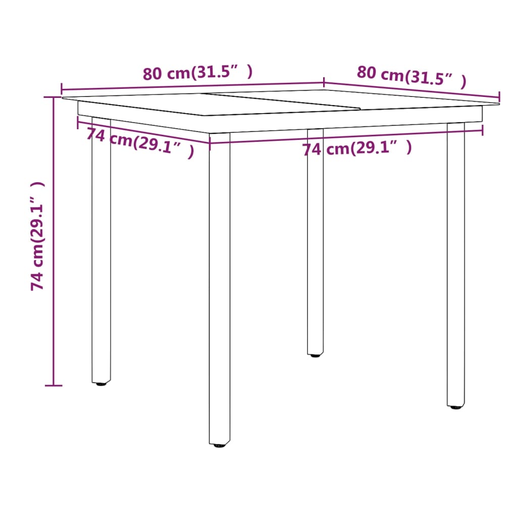 3 Piece Patio Dining Set with Cushions Brown