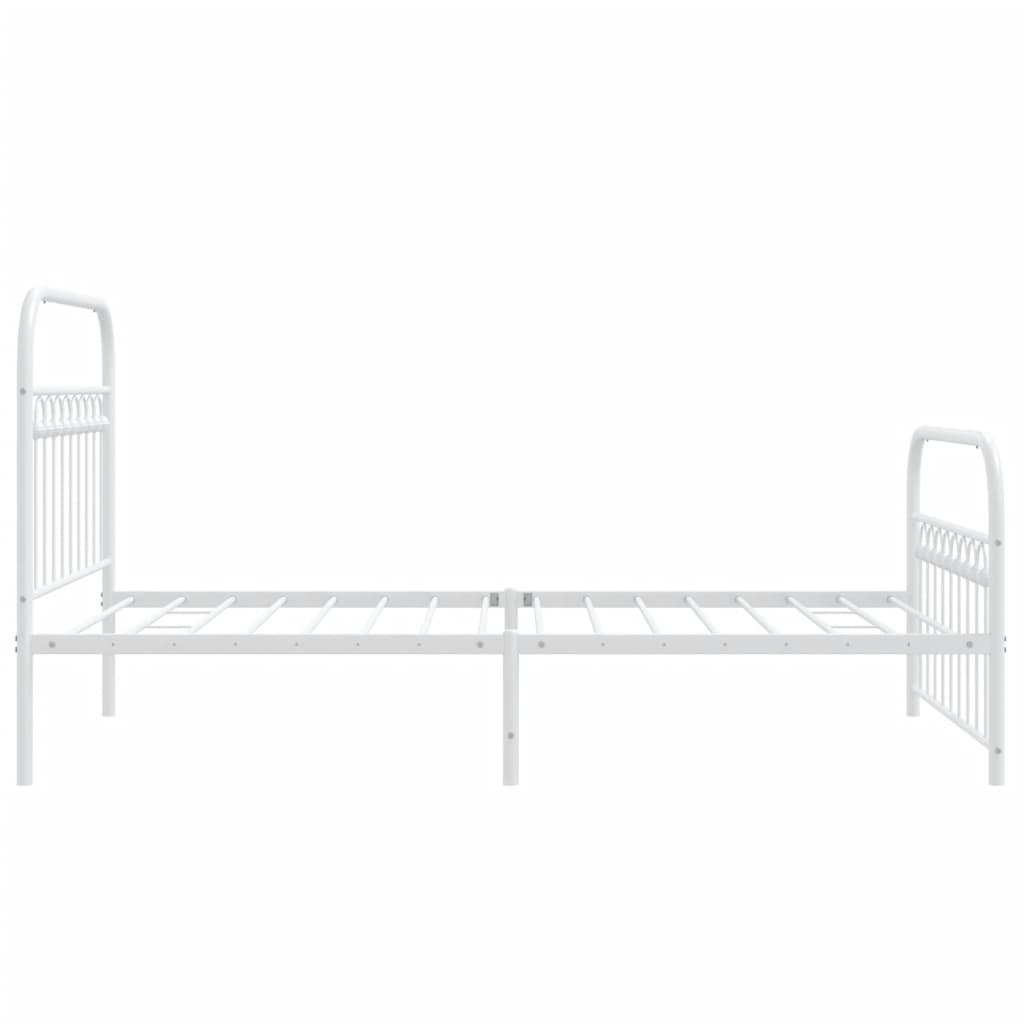 Metal Bed Frame without Mattress with Footboard White 39.4"x78.7"