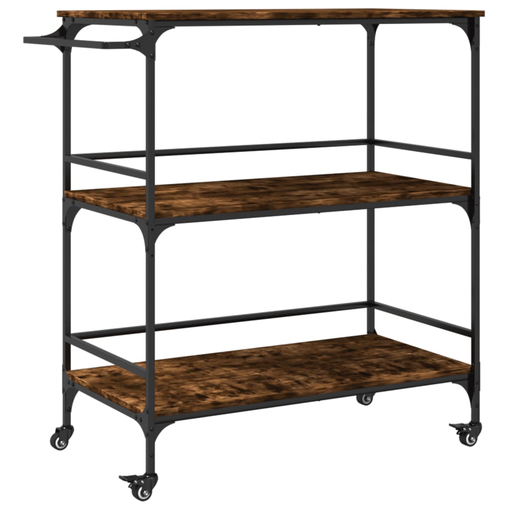 Kitchen Trolley Smoked Oak 39.6"x19.7"x41.3" Engineered Wood