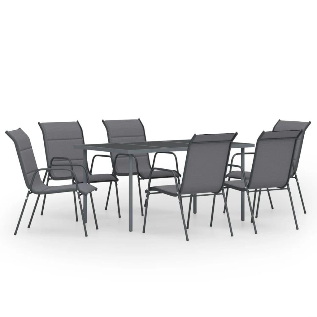 7 Piece Patio Dining Set Steel Anthracite